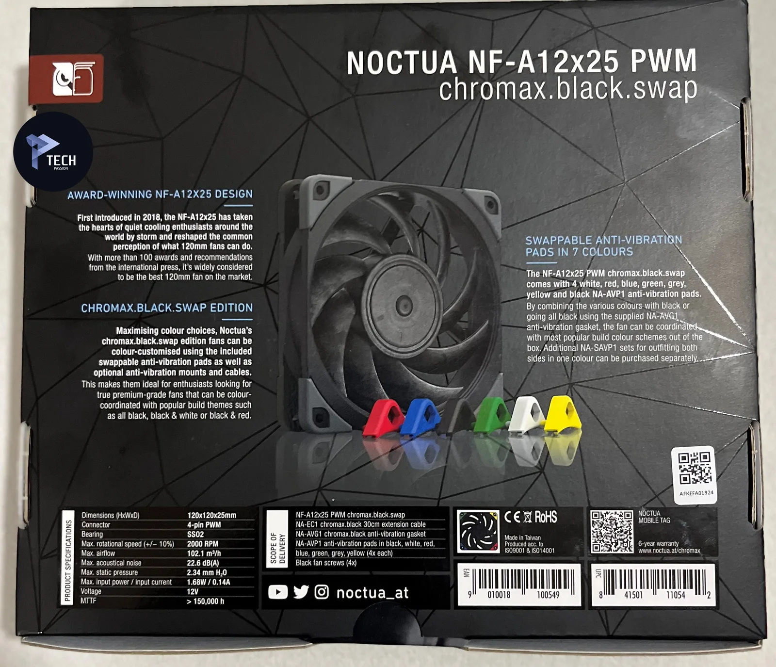 علبة مراوح من الخلف Noctua NF-A12x25 Chromax