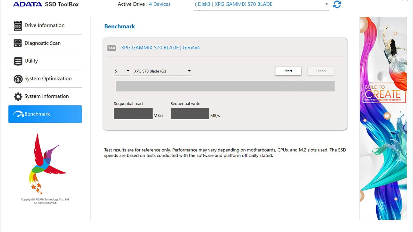 برنامج ADATA SSD ToolBox كـ اختبار لـ وحدة التخزين
