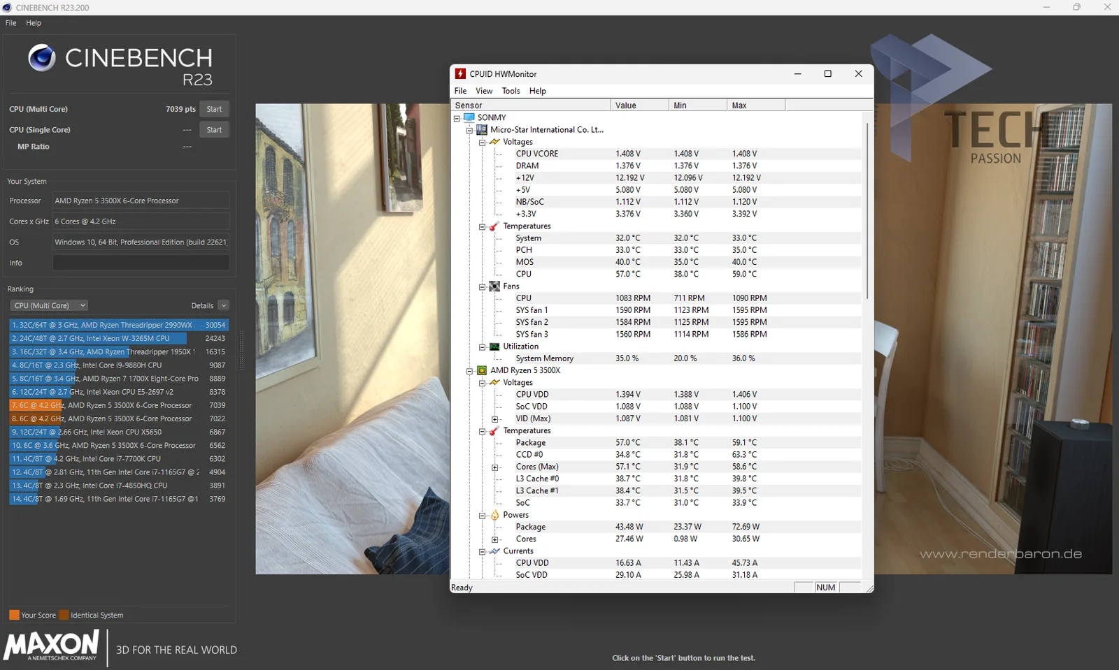 اختبار Cinebench R23 مع سرعة تلقائية للمروحة
