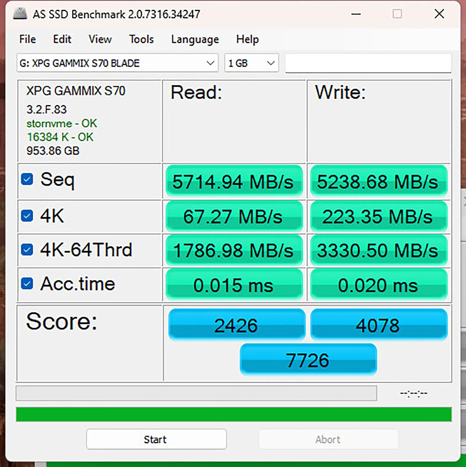 نتيجة اختبار Ass Benchmark في القراءات عامة