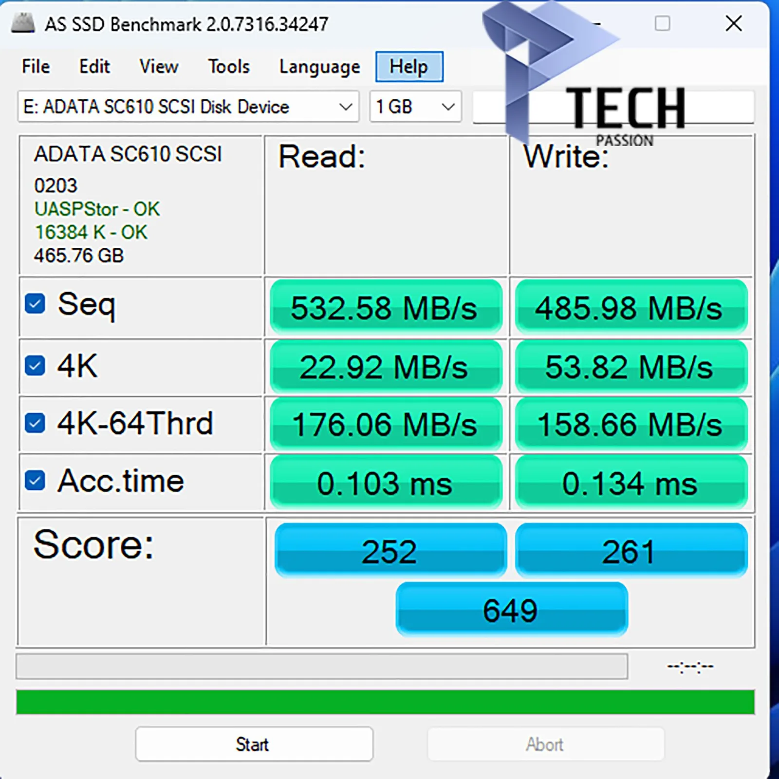 نتيجة برنامج AS SSD Benchmark