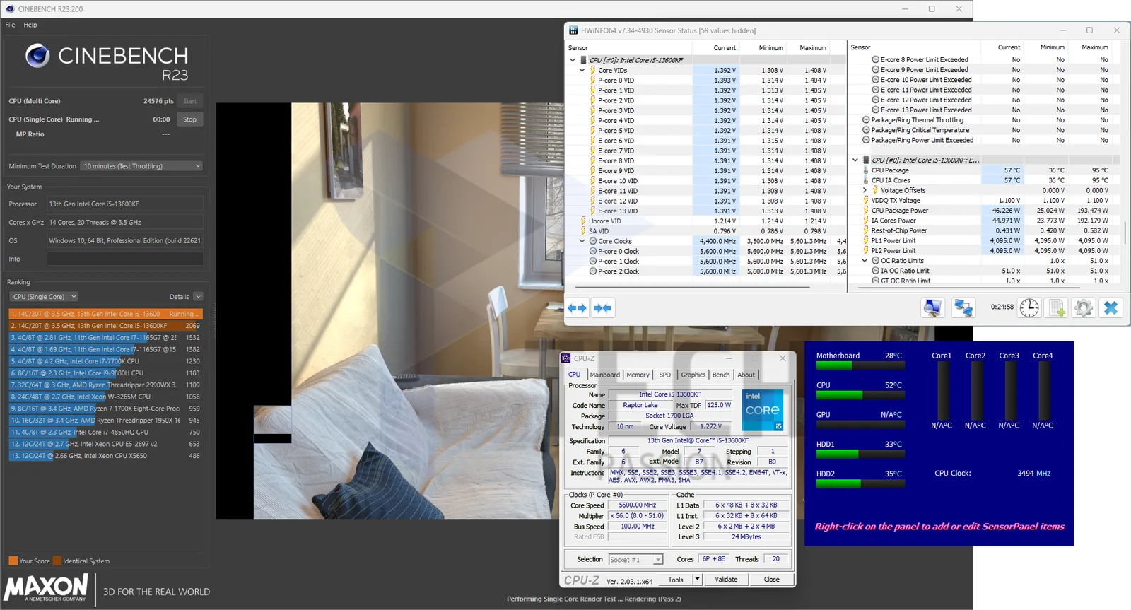 اختبار CINEBENCH R23 لمرد Noctua NH-D15 مع تردد 5.6GHz
