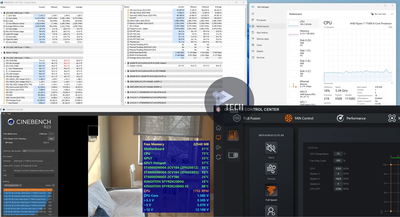 اختبار النواة الواحدة ببرنامج CINEBENCH R23