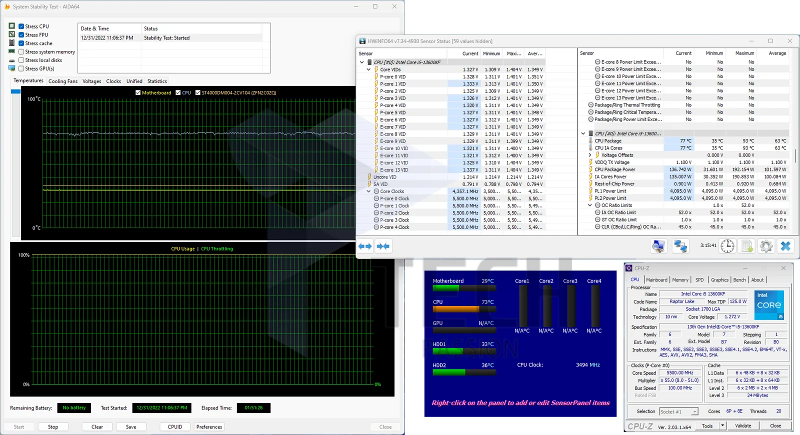 اختبار برنامج Aida64 على مبرد Noctua NH-D15s Chromax Black بتردد 5.5GHz